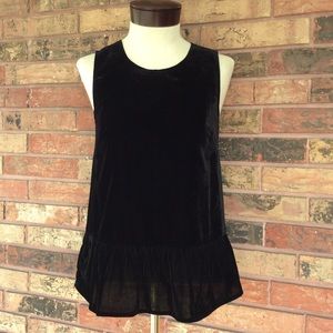 J. Crew XS SZ 0 Soft Black Velvet Tank w P…